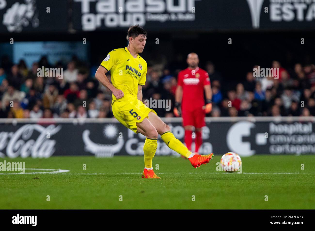 Jorge CUENCA BARRENO joue le ballon, pendant le match de coupe, FC Cartagena vs Villarreal CF, match Copa del Rey de España, ronde de 16, stade, Cartagen Banque D'Images