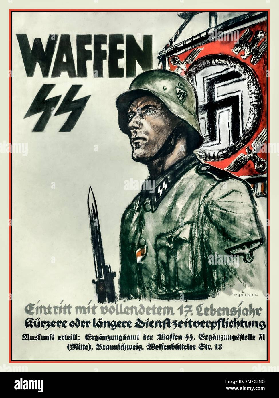 1941 affiche de recrutement Waffen SS 1941-Waffen-SS.-Eintritt-mit-vollendetem-17-Lebensjahr- Allemagne nazie Banque D'Images