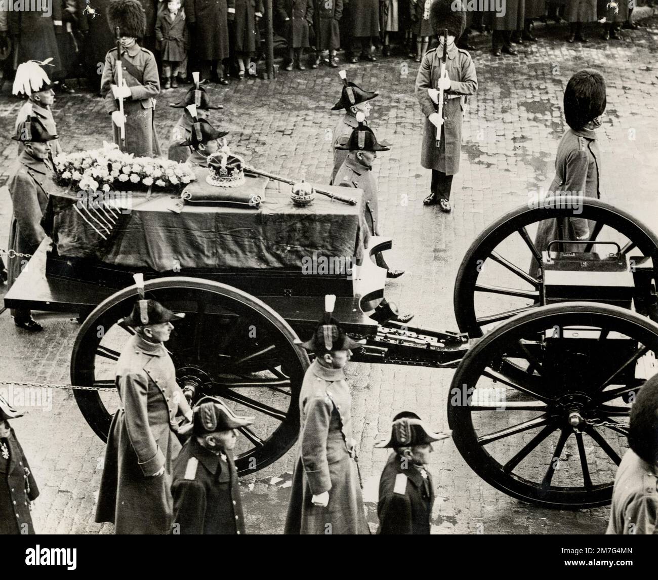 Funérailles du roi George V, 1936 ans, cercueil et chariot à canon Banque D'Images
