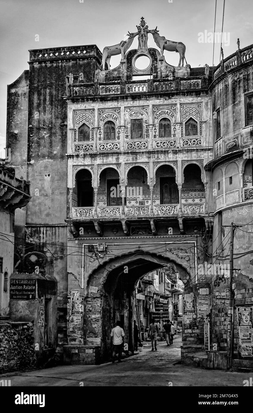 Rues de Mandawa, Rajasthan, Inde. Banque D'Images