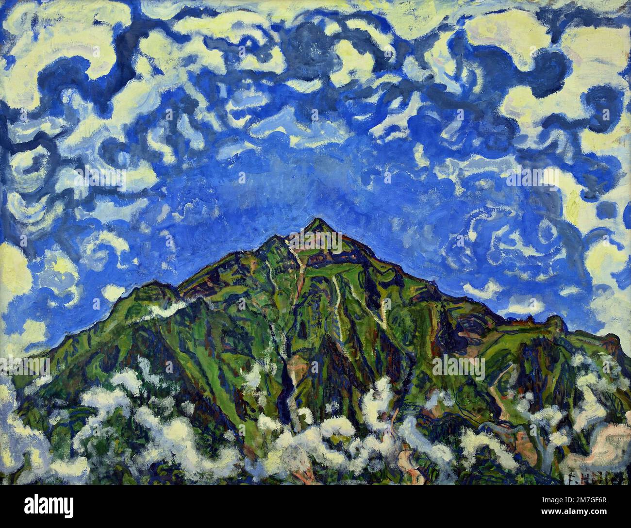 Mont Niesen vu de Huestich 1912 Ferdinand Hodler (1853 − 1918) Suisse, ( l'artiste suisse Ferdinand Hodler est l'un des maîtres les plus uniques de l'art nouveau ) Banque D'Images