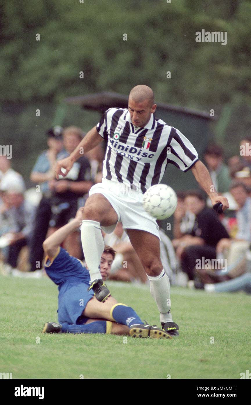 Italie, Villar Perosa Turin 08-10-1995 : Juventus joueur FC Gianluca Vialli en action pendant le match amical Juventus - Juve Primavera Banque D'Images