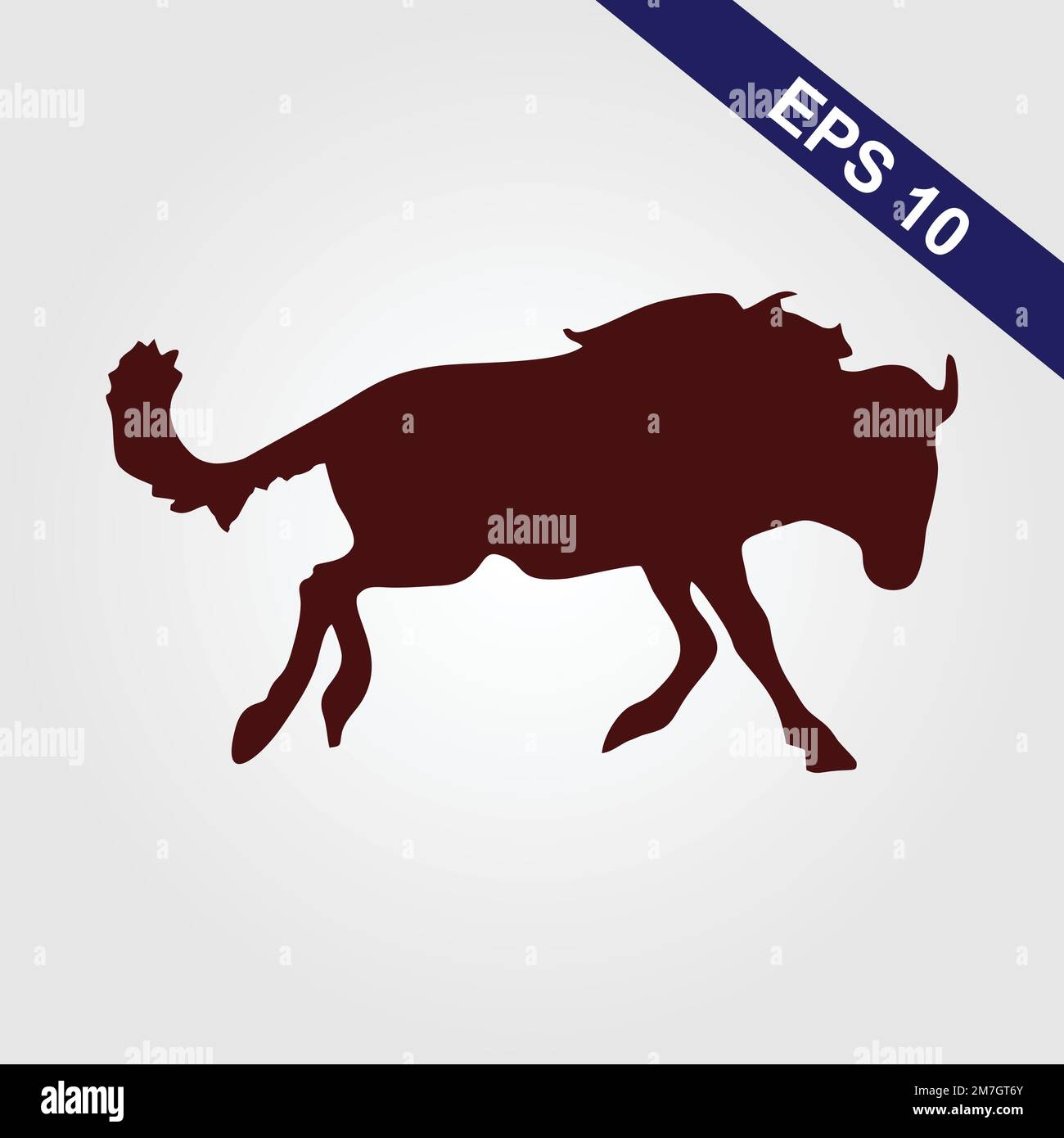 Silhouette de taureau , logo monochrome, symbole de l'année dans le calendrier chinois du zodiaque. Illustration vectorielle d'un bœuf à cornes debout ou d'un iso angus noir Illustration de Vecteur