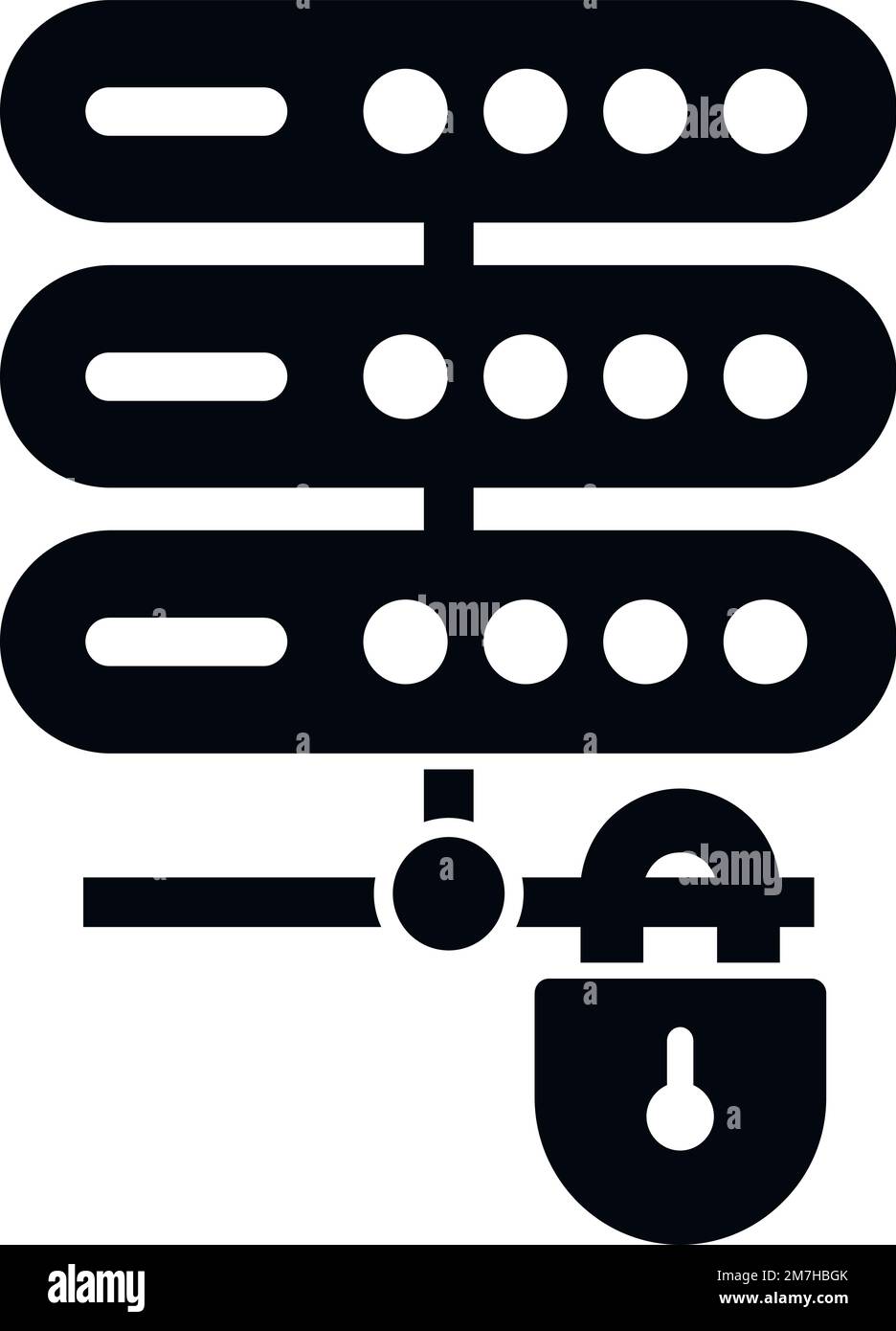 Vecteur simple de l'icône du serveur sécurisé. Données de chiffrement. Code de verrouillage Illustration de Vecteur