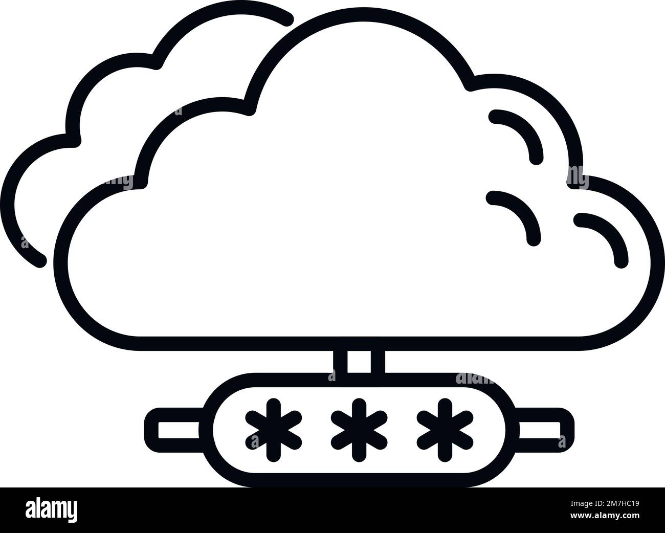 Vecteur de contour de l'icône Secure Cloud Data. Verrouillage par code. Mot de passe de l'ordinateur Illustration de Vecteur