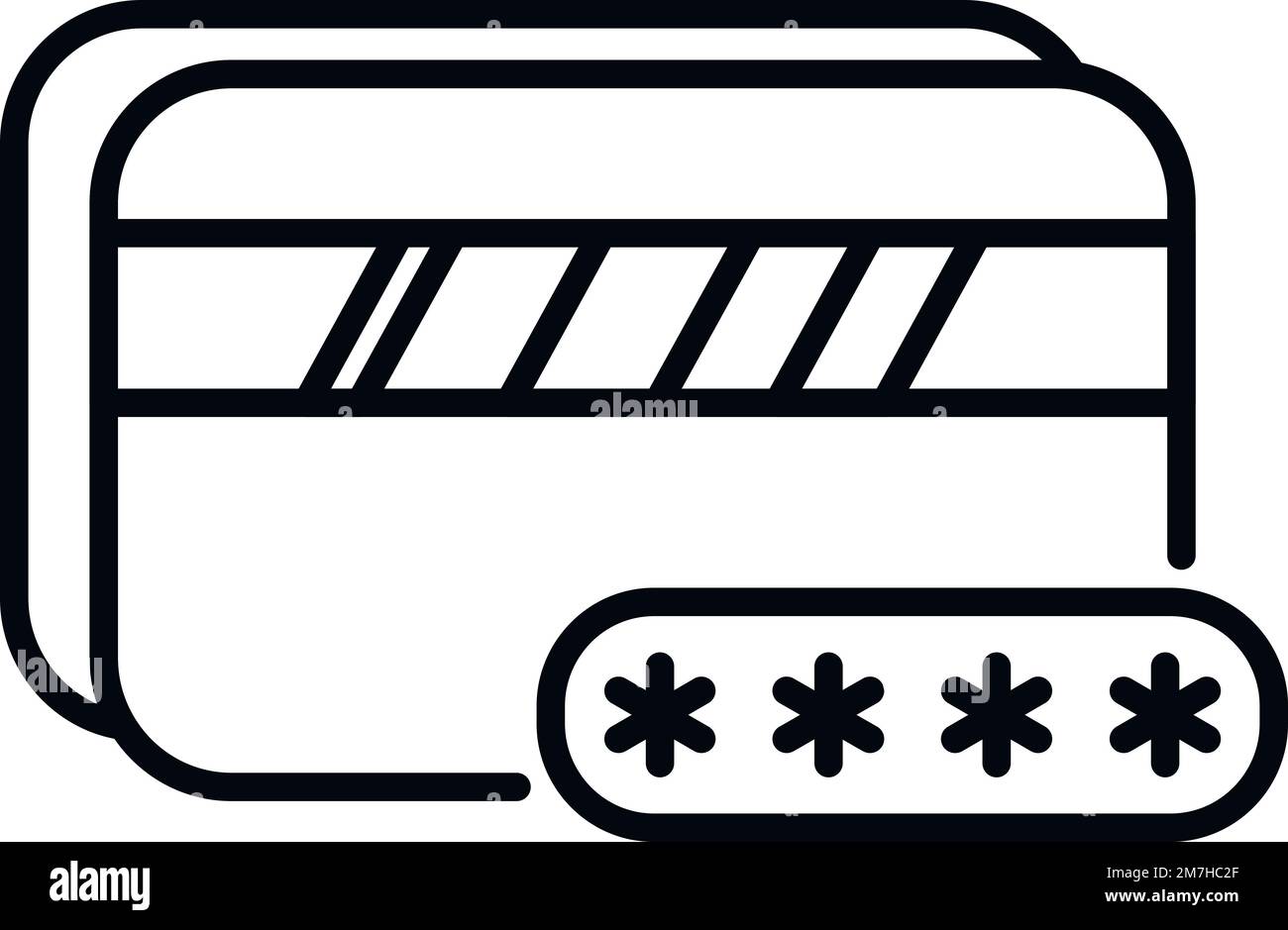Vecteur de contour de l'icône de carte de crédit sécurisée. Verrouillage par code. Clé sécurisée Illustration de Vecteur