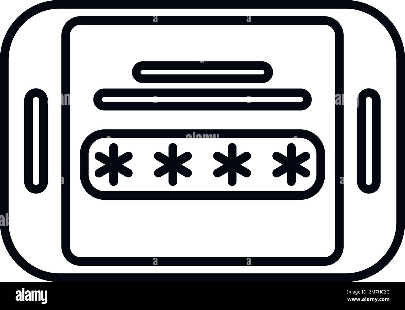 Vecteur de contour d'icône de mot de passe de tablette. Chiffrement de données. Code de verrouillage Illustration de Vecteur
