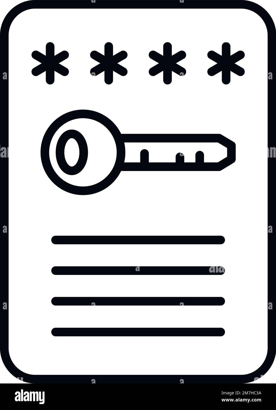 Vecteur de contour de l'icône de mot de passe de verrouillage. Chiffrement de données. Sécurité du code Illustration de Vecteur