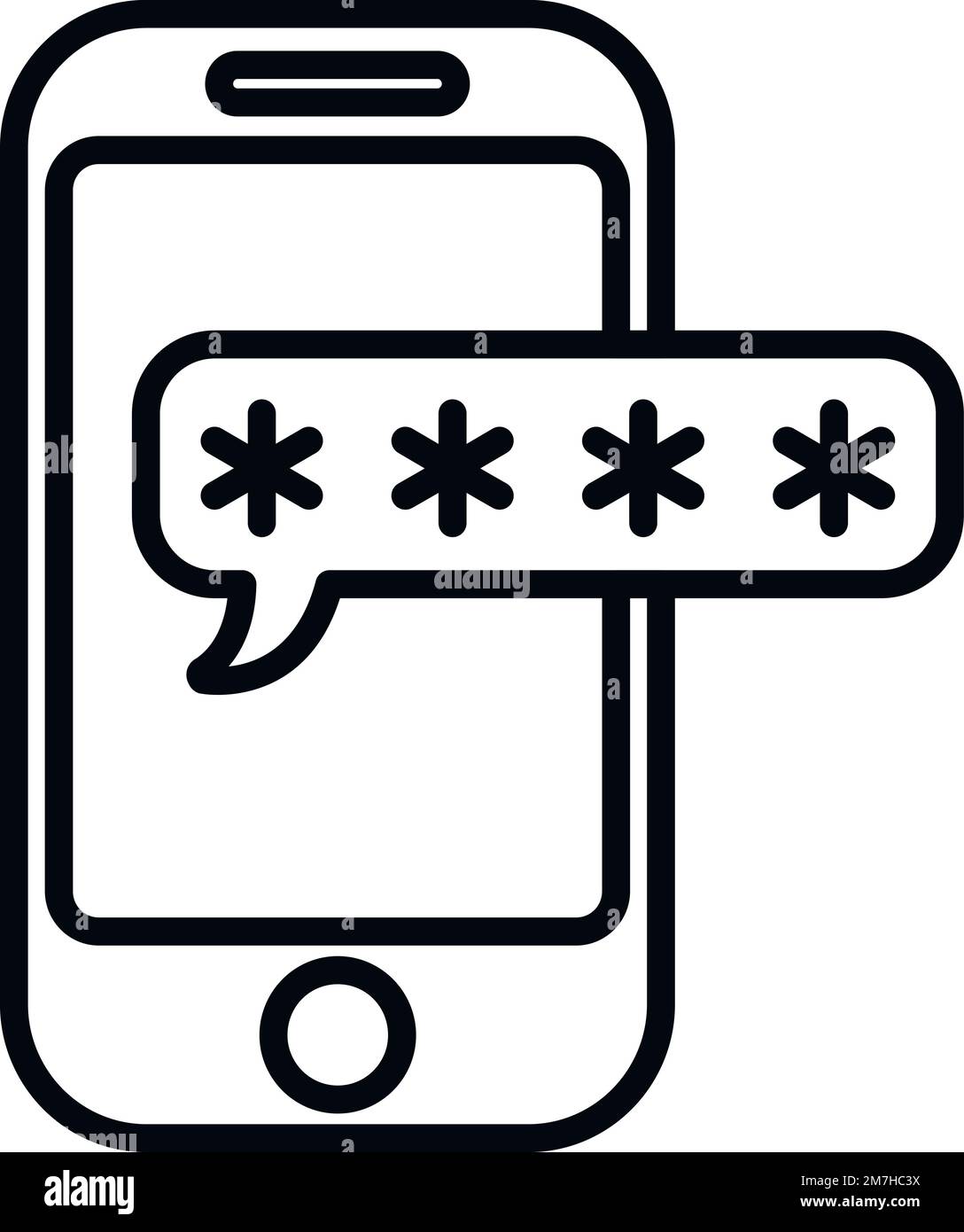 Verrouiller le vecteur de contour de l'icône du smartphone. Clé de mot de passe. Sécurité du code Illustration de Vecteur
