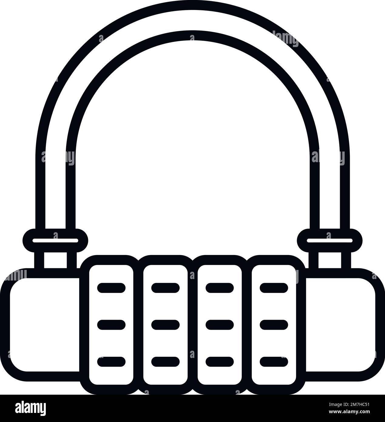 Vecteur de contour de l'icône de cadenas de vélo chiffré. Protection des données. Logo de code Illustration de Vecteur