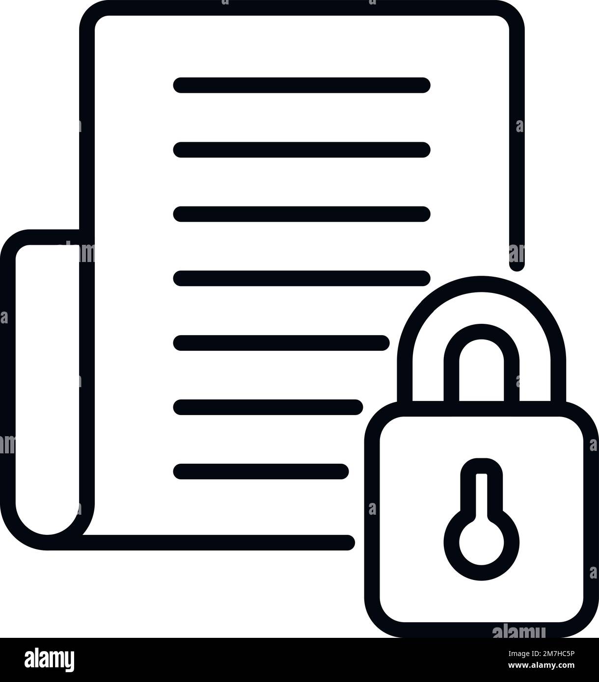 Vecteur de contour d'icône de document chiffré. Chiffrement des données. Code de verrouillage Illustration de Vecteur
