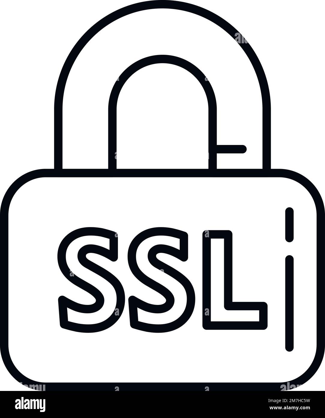 Vecteur de contour de l'icône de chiffrement SSL. Code de verrouillage. Protection de déverrouillage Illustration de Vecteur