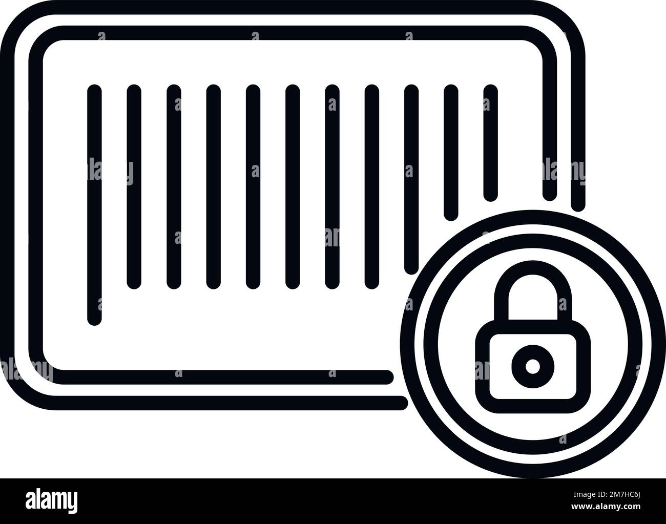 Vecteur de contour de l'icône de code-barres sécurisé. Données de chiffrement. Verrouiller la sécurité Illustration de Vecteur