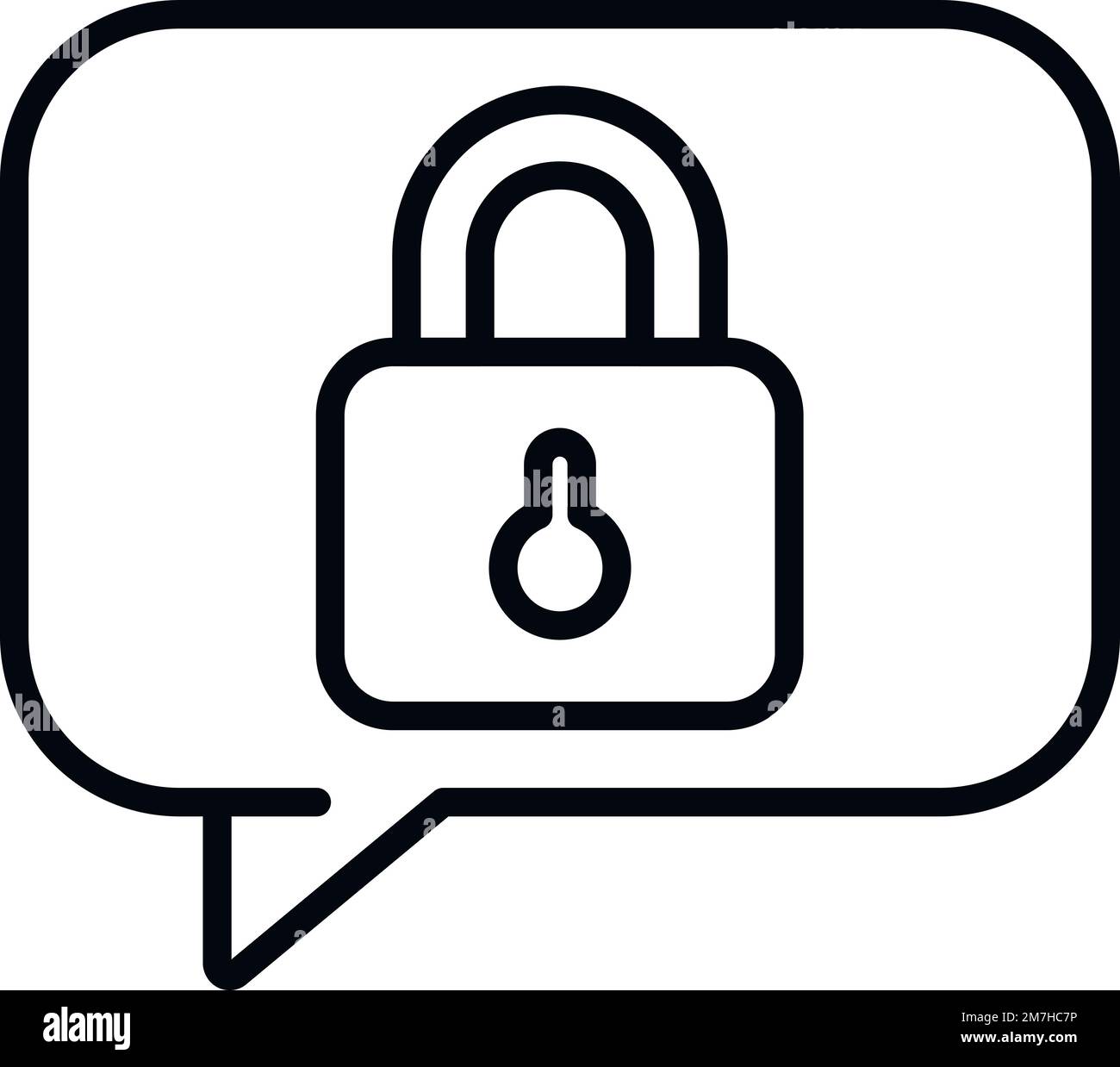 Verrouiller le vecteur de contour de l'icône de message. Code de sécurité. Déverrouillage sécurisé Illustration de Vecteur