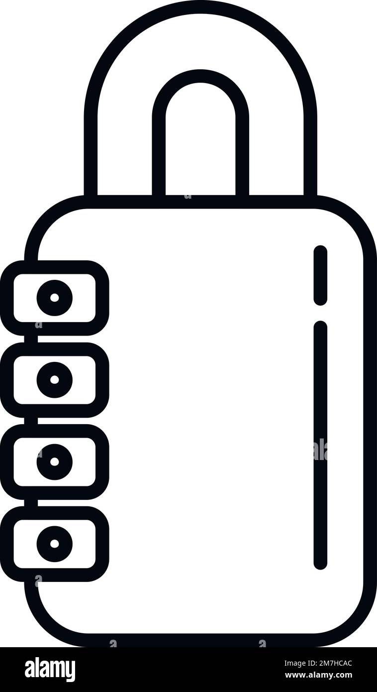 Vecteur de contour de l'icône de cadenas de chiffrement. Chiffrement des données. Sécurité du code Illustration de Vecteur