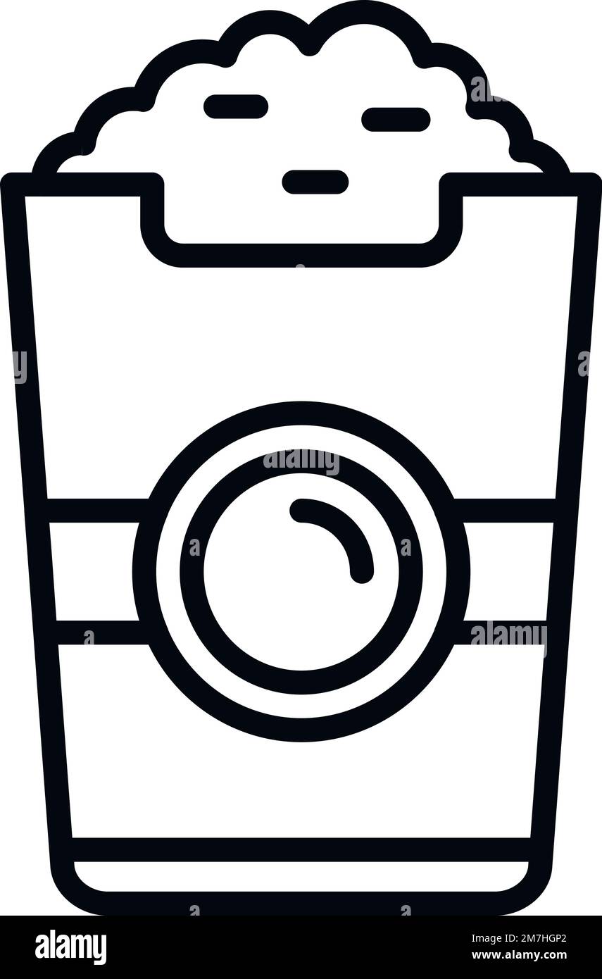 Vecteur de contour de l'icône du sac de maïs soufflé. Vendeur de maïs. Support pour chariot Illustration de Vecteur