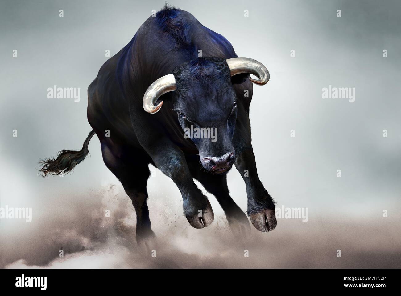 Chargement taureau, Bull run Banque D'Images