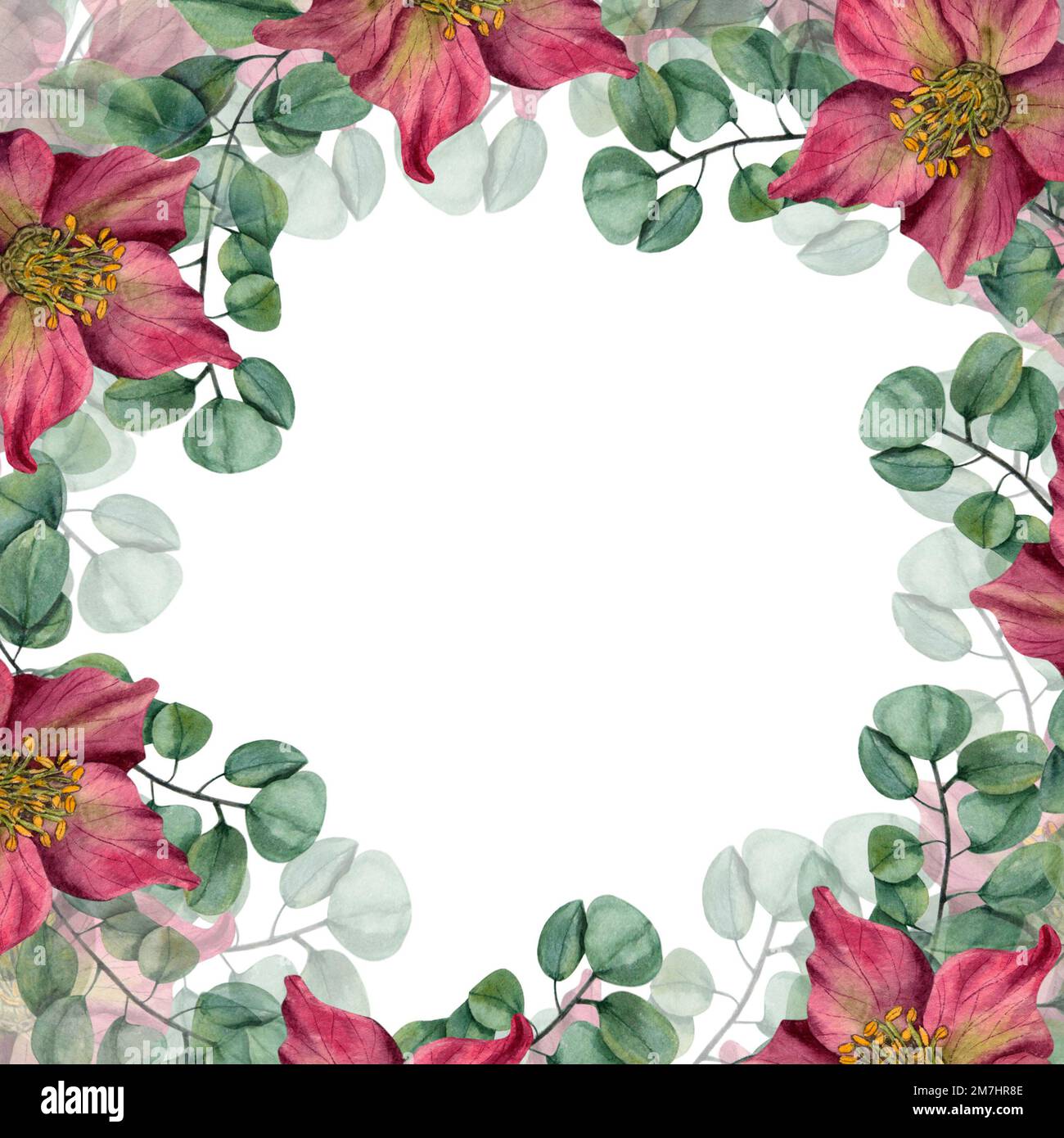Cadre floral carré avec hellébores aquarelles isolées sur fond blanc. Pour  la conception de cartes de vœux, modèle d'invitation, pour cartes de  Saint-Valentin Photo Stock - Alamy