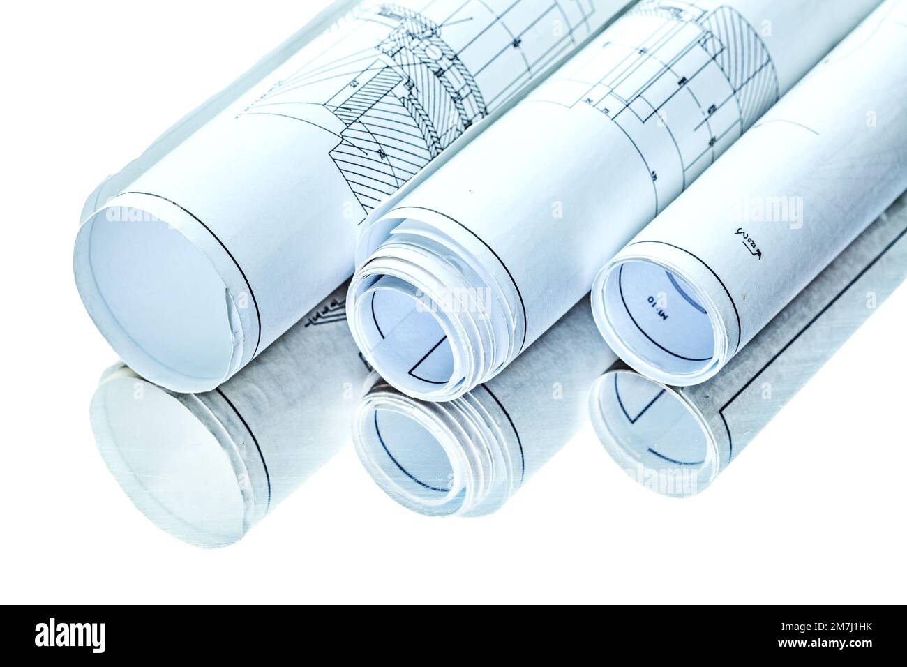 trois photocalques isolés roulés sur le miroir Banque D'Images