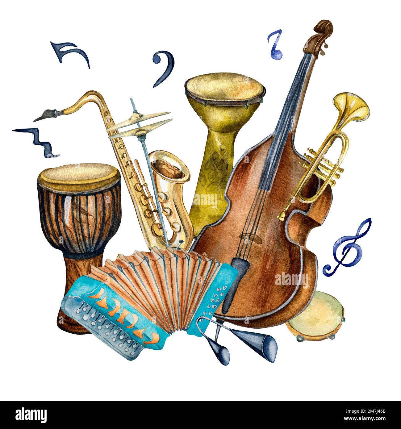 絵画 INSTRUMENTS DE MUSIQUE ET COMPOTIER Instruments de musique vintage, microphones rétro et