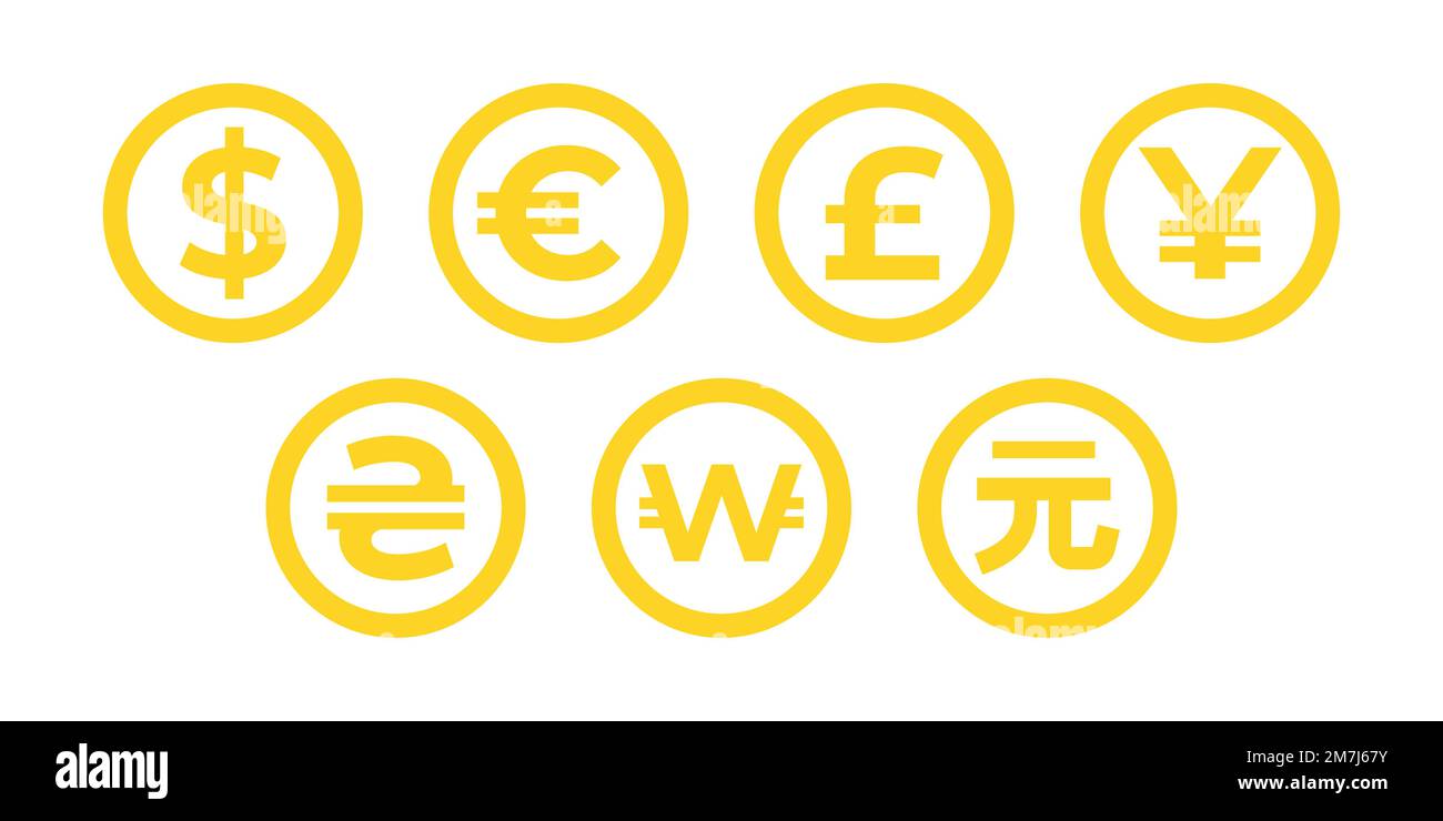 change de devises dollar, euro, livre et yen Illustration de Vecteur