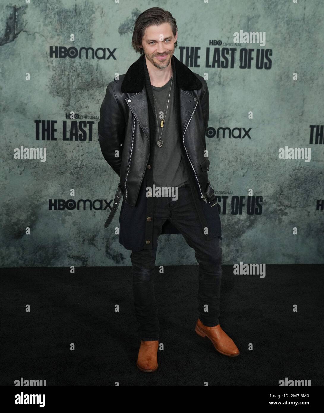 Troy Baker arrives at HBO's THE LAST OF US Premiere held at the Regency  Village Theater in Westwood, CA on Monday, ?January 9, 2023. (Photo By  Sthanlee B. Mirador/Sipa USA Stock Photo 