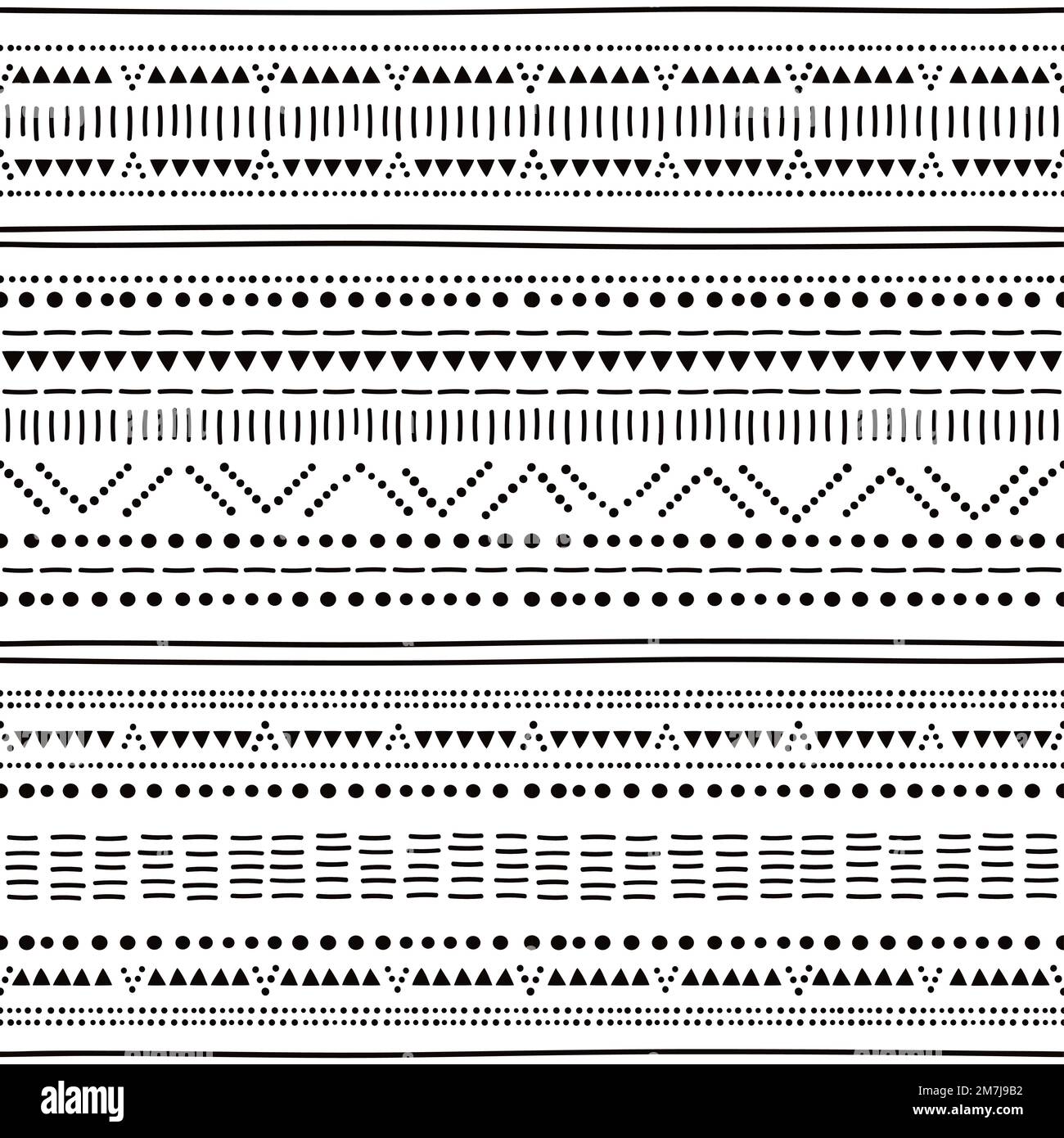 Poterie préhistorique la culture de Bell Beaker a inspiré un motif sans couture avec des points et des lignes en noir et blanc Illustration de Vecteur