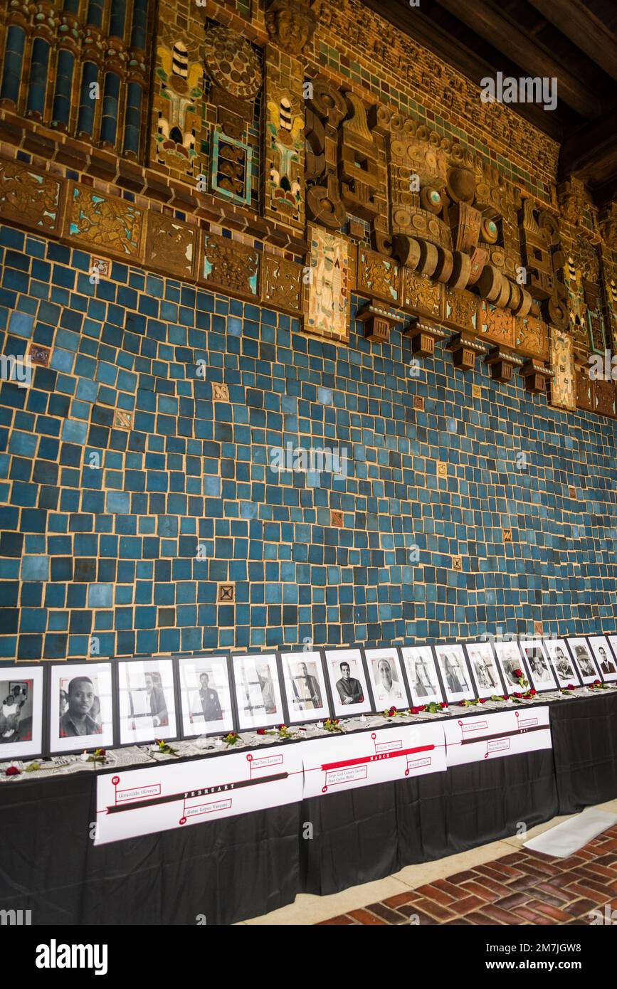 Commémorant les journalistes assassinés en Amérique latine l'année dernière, Musée d'art des Amériques, Washington, D.C., États-Unis Banque D'Images