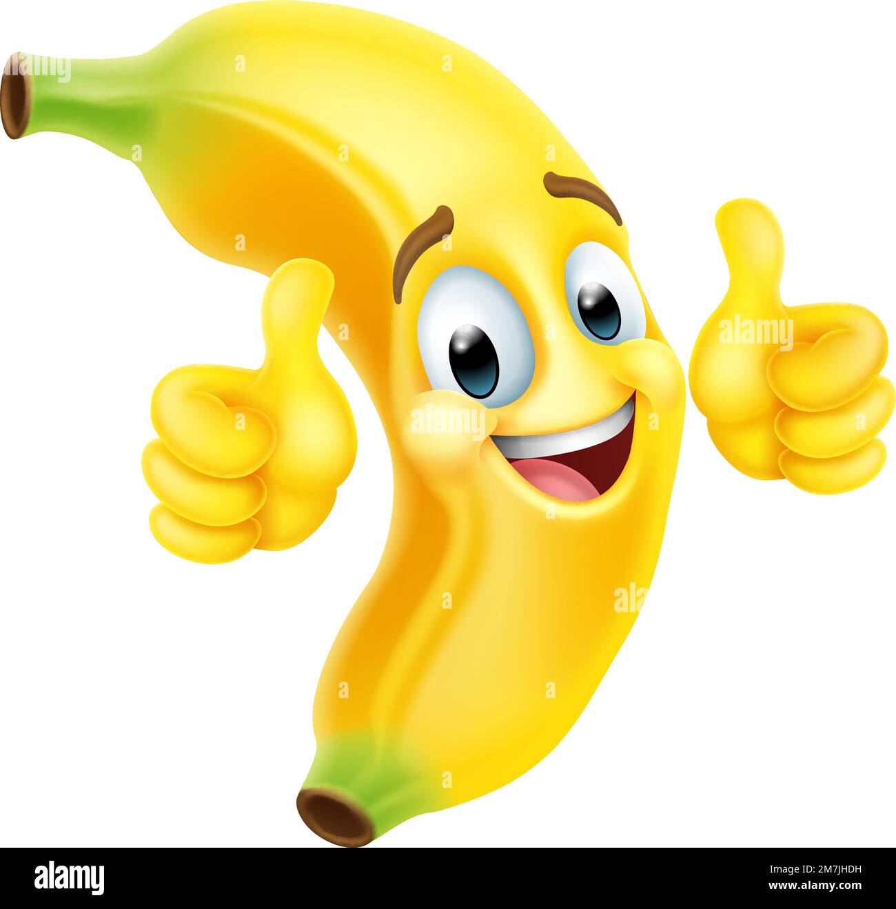 Emoji Mascot, personnage de dessin animé aux fruits de banane Illustration de Vecteur