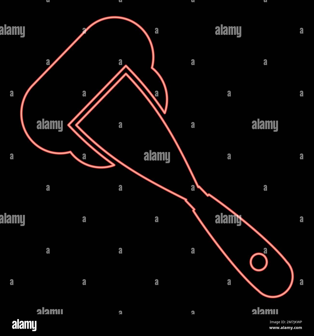 Construction au néon spatule mortier d'épandage Outils de travail matériel de fabrication plâtre stuc putty rouge couleur vecteur illustration plat Illustration de Vecteur