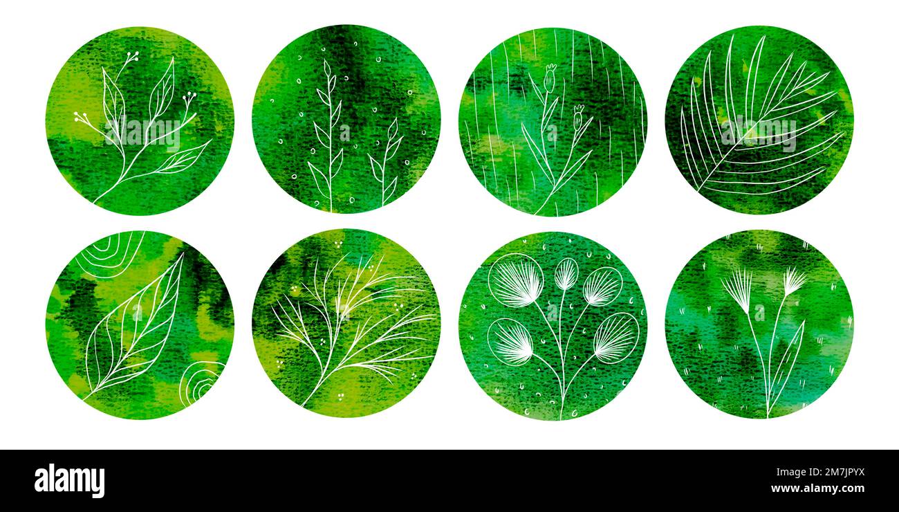 Ensemble de cercles multicolores abstraits aquarelle pour les reflets Banque D'Images