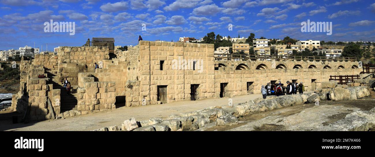 Vue sur le circuit de course hippique de Jerash, Jordanie, Moyen-Orient Banque D'Images