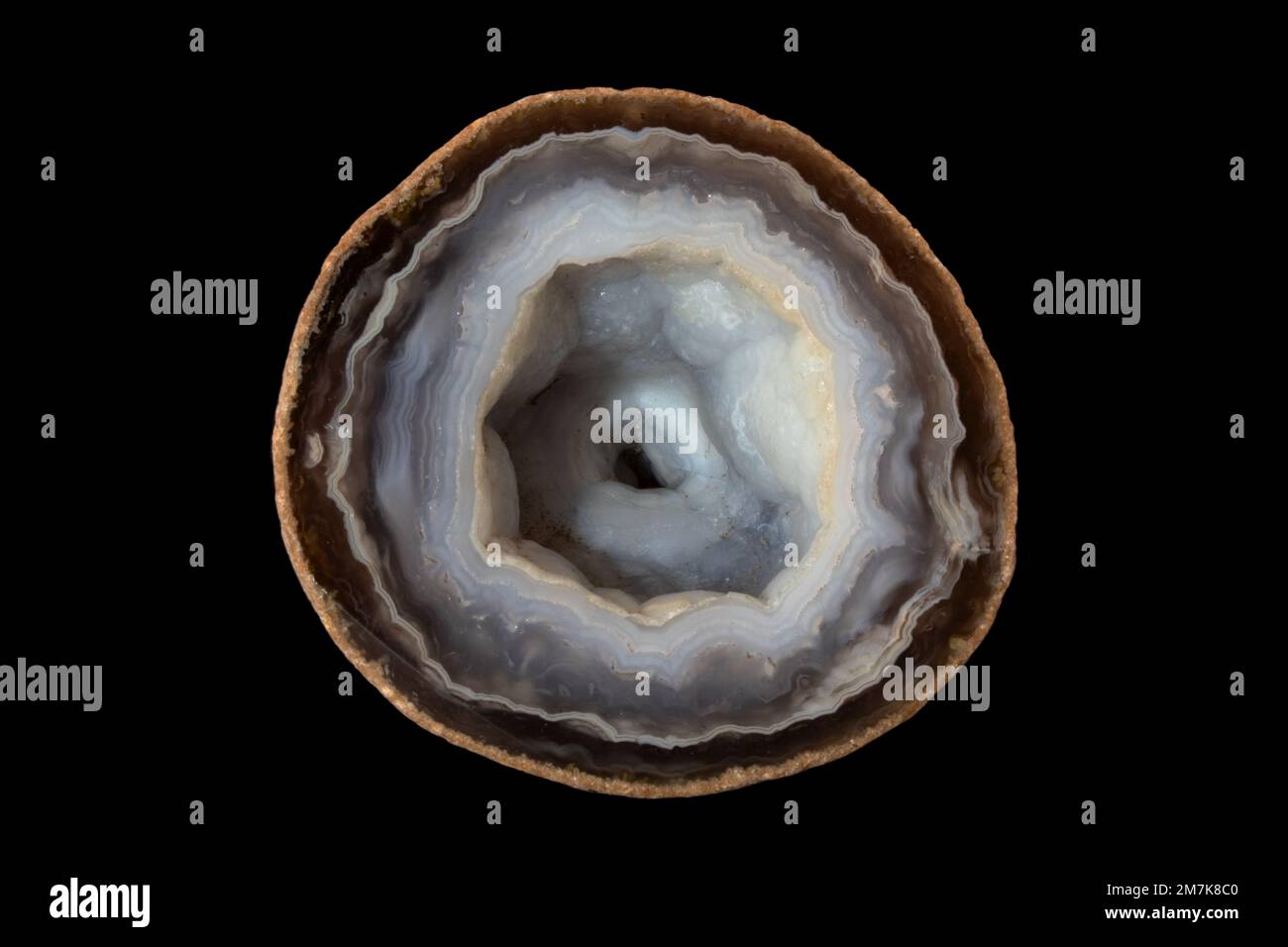 Roches et minéraux, échantillon de laboratoire Quartz Geode Banque D'Images
