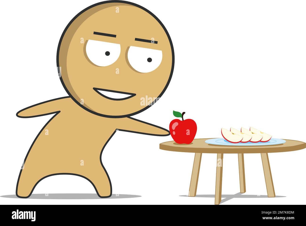 Homme dans la cuisine avec une pomme dans sa main Illustration de Vecteur