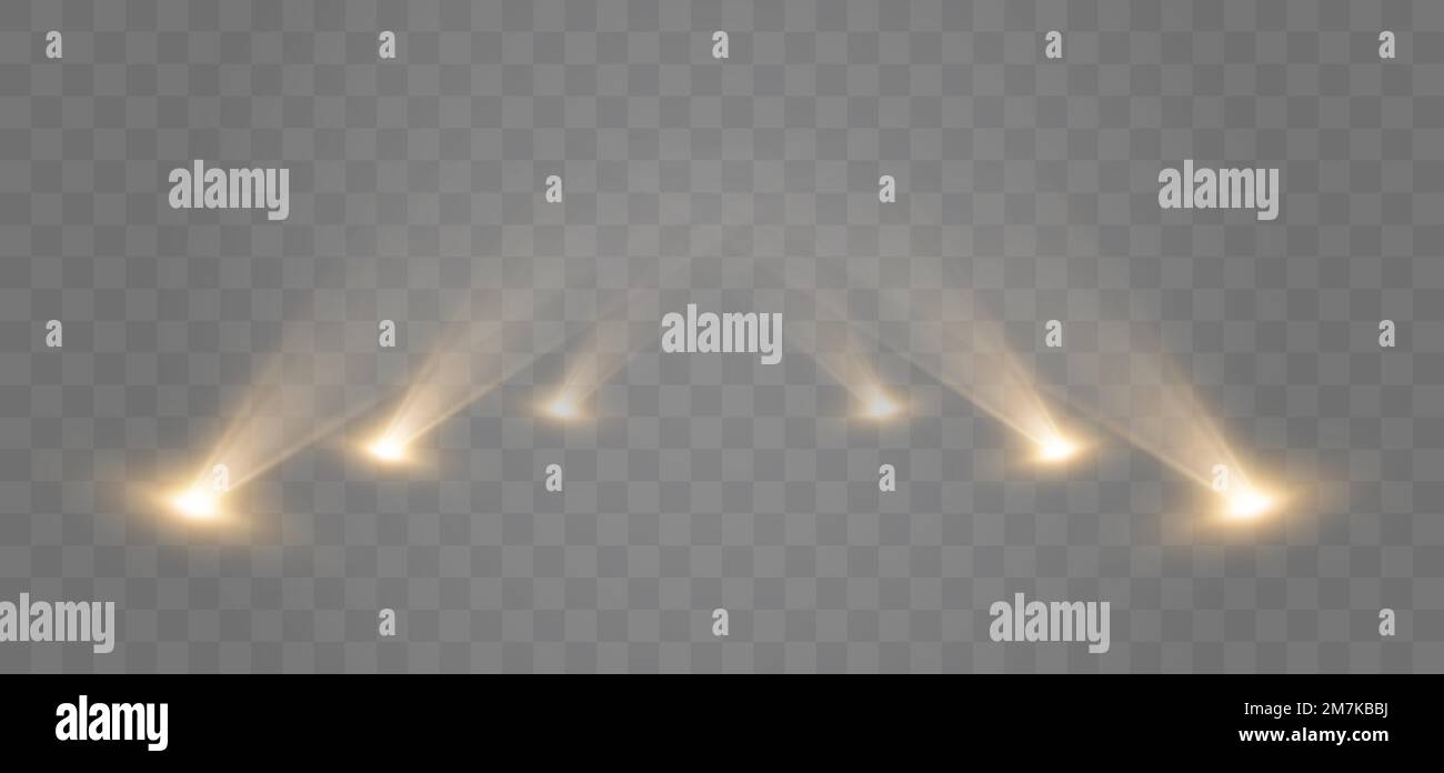 Arrière-plan des spots. Effet de lumière vectorielle isolée avec lumières et faisceaux. Illustration de Vecteur