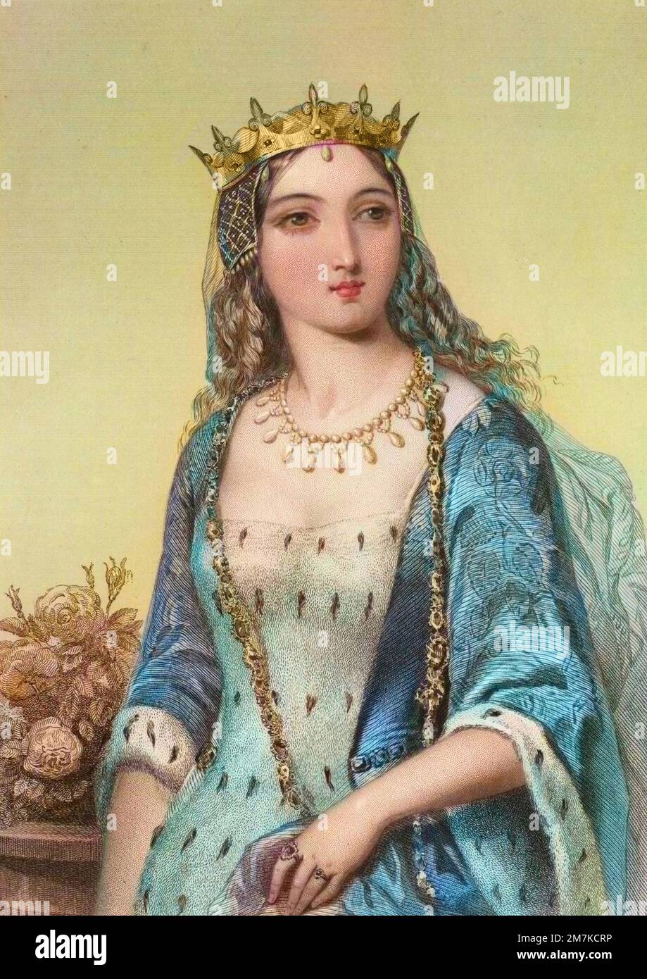 Marguerite d'Anjou - Margaret d'Anjou, reine du roi Henri VI d'Angleterre - Portrait de Marguerite d'Anjou, reine d'Angleterre (1429-1482) Grature du 19eme siecle. Banque D'Images