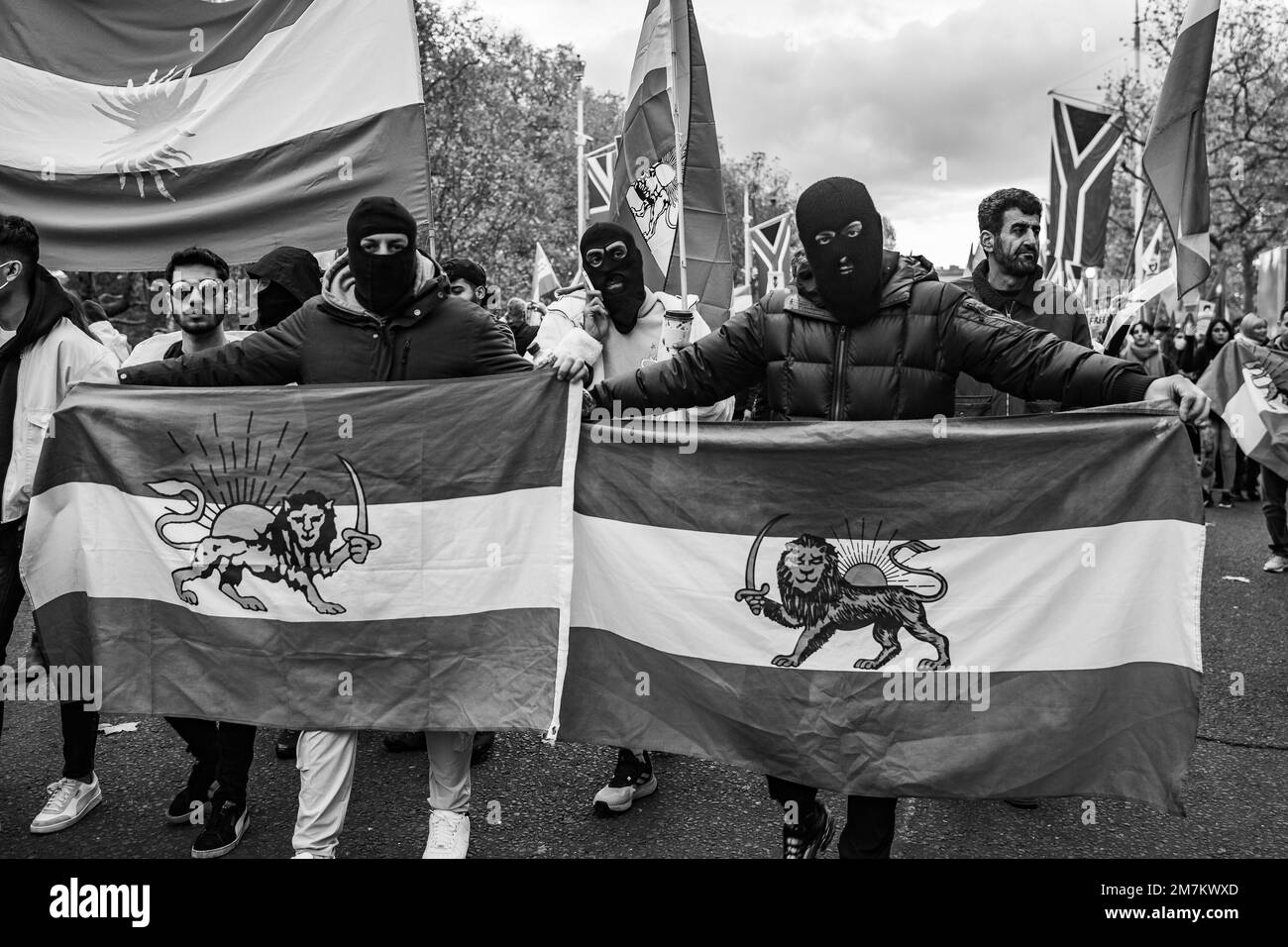 Les Iraniens britanniques protestent à Londres contre le régime oppressif en Iran. Banque D'Images