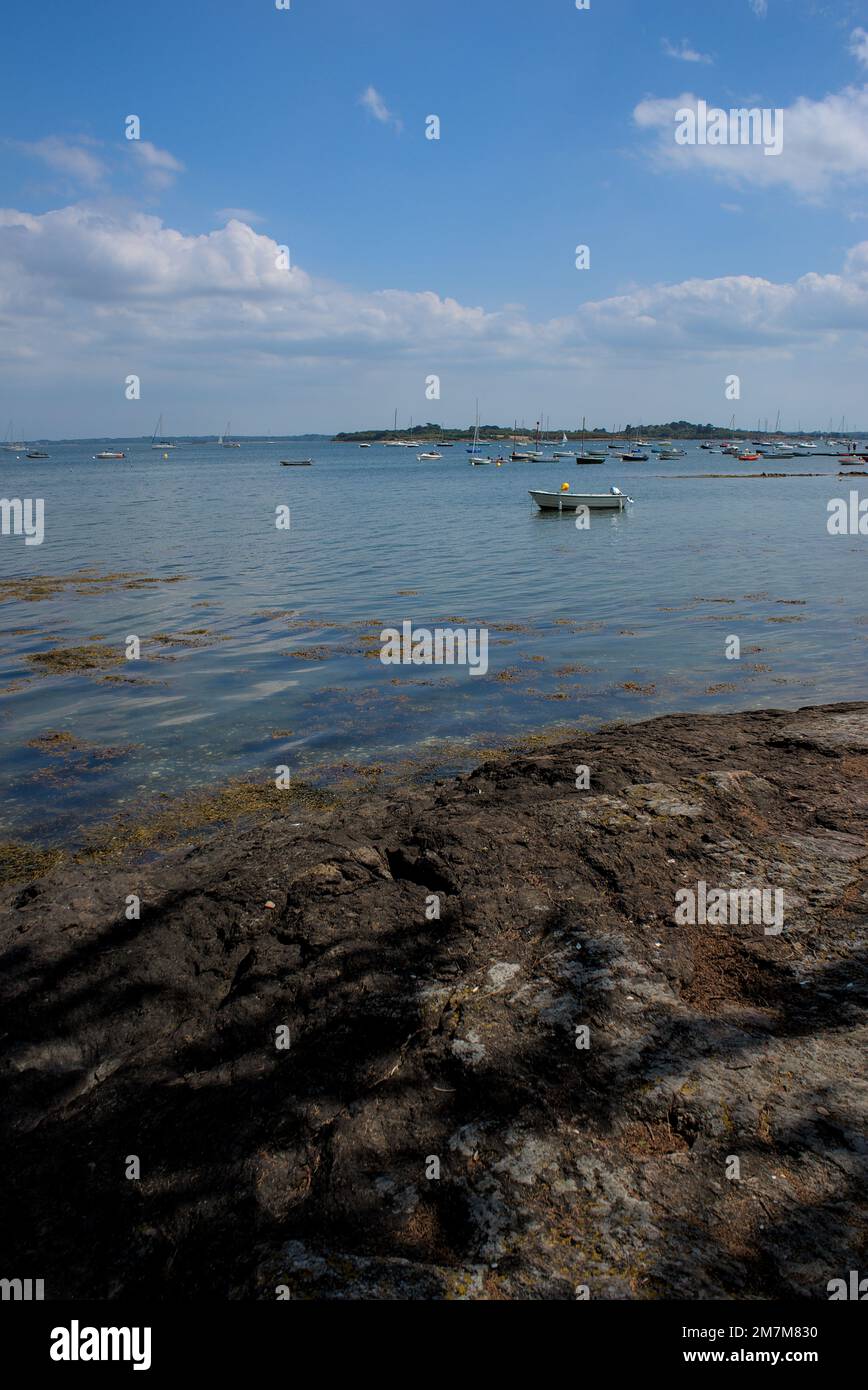 Plage d'Arz isle, parcours de golf du Morbihan, Bretagne, France Banque D'Images