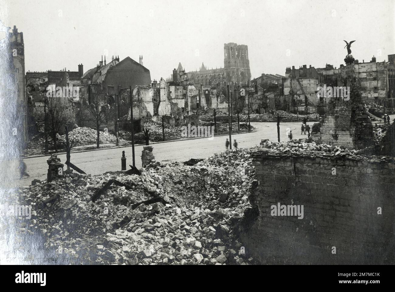 WW1 photo de la première Guerre mondiale - ruines à Reims, France Banque D'Images