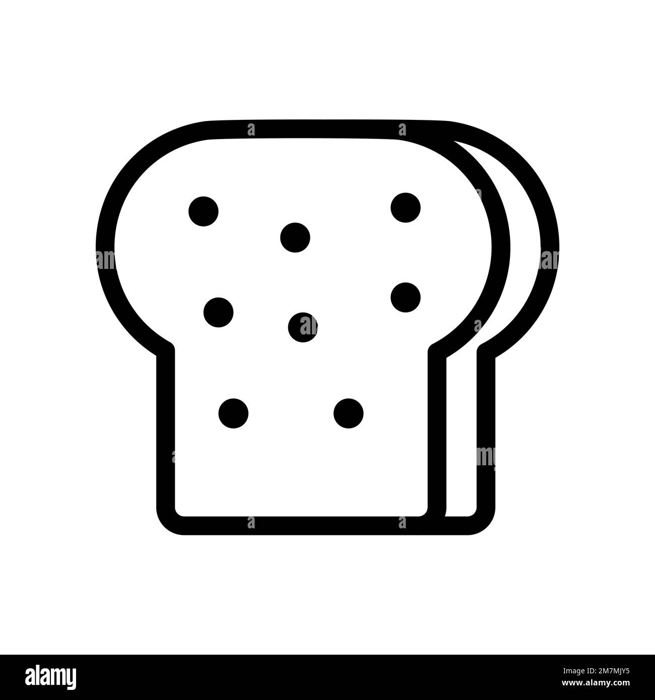 Icône de pain grillé isolée sur fond blanc. Icône fine et plate noire sur un style moderne. Symbole linéaire et contour modifiable. Simple et pixel Illustration de Vecteur