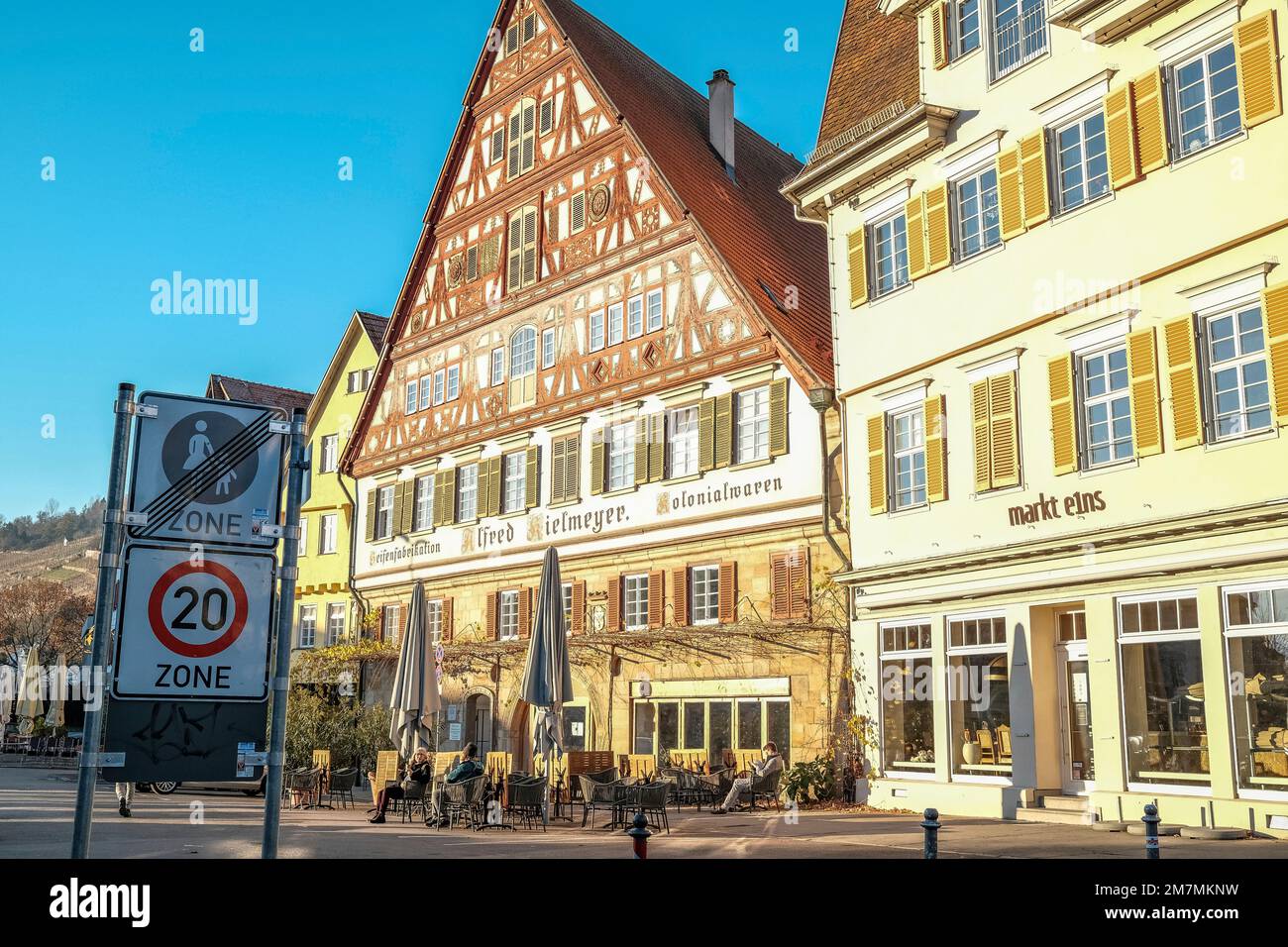 Europe, Allemagne, Sud de l'Allemagne, Bade-Wurtemberg, Esslingen, Scène de rue dans la vieille ville d'Esslingen Banque D'Images