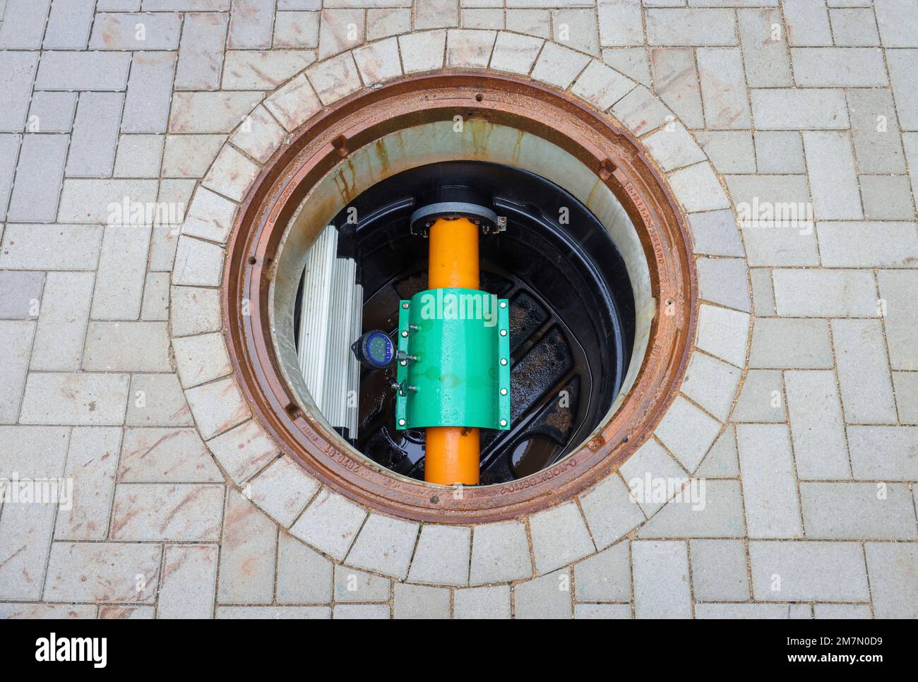 Holzwickede, Rhénanie-du-Nord-Westphalie, Allemagne - réseau de gaz naturel pour l'hydrogène pur, projet hydrogène H2HoWi, ici un puits de perméation pour mesurer t Banque D'Images