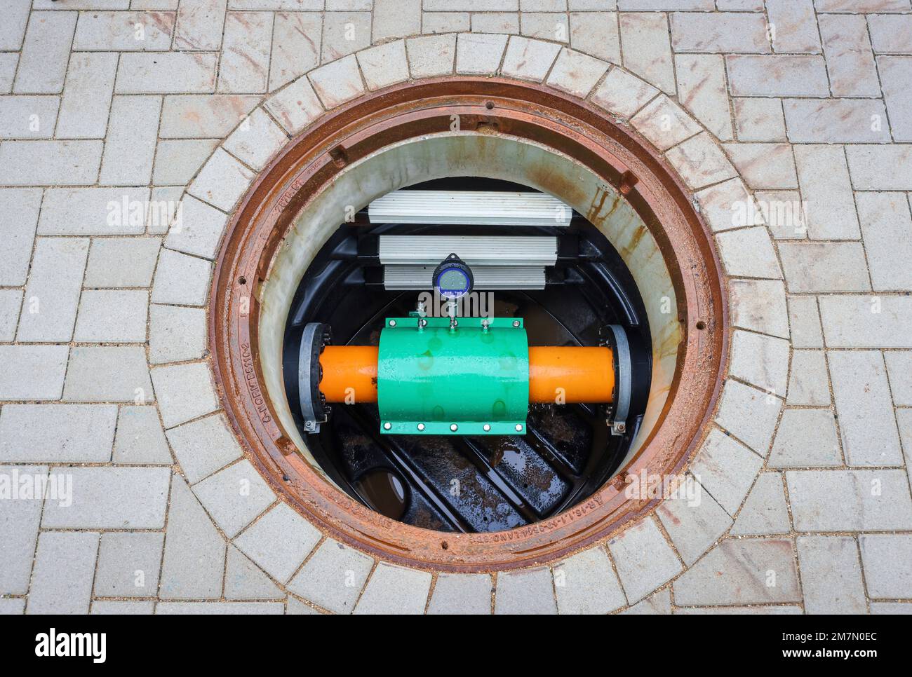 Holzwickede, Rhénanie-du-Nord-Westphalie, Allemagne - réseau de gaz naturel pour l'hydrogène pur, projet hydrogène H2HoWi, ici un puits de perméation pour mesurer t Banque D'Images