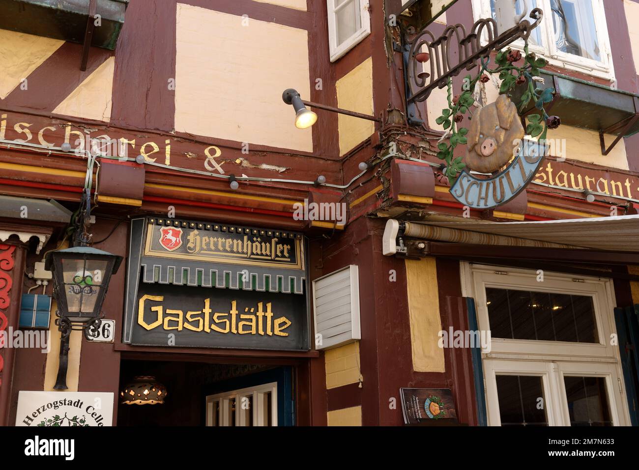 Maisons à colombages dans la vieille ville de celle, celle, Lüneburger Heide, Basse-Saxe, Allemagne Banque D'Images