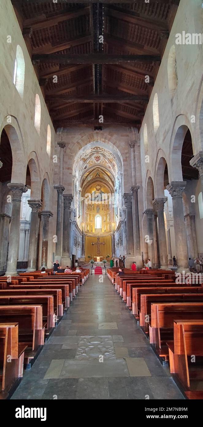 Cathédrale de Santissimo Salvatore à Cefalu, Sicile Banque D'Images
