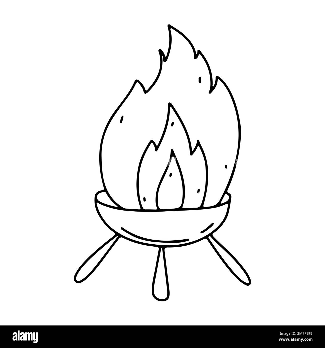 Appareil de chauffage pour barbecue pour encas de steak isolé sur fond blanc dans le style de l'oodle dessiné à la main Illustration de Vecteur