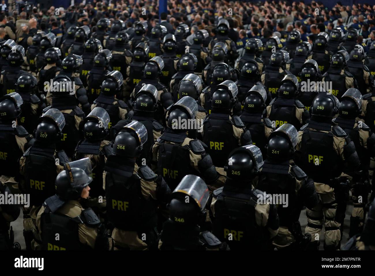 Membres de troupes de la police fédérale brésilienne. Forces de sécurité nationales spécialisées en patrouille routière - Rio de Janeiro, Brésil 07.21.2016 Banque D'Images