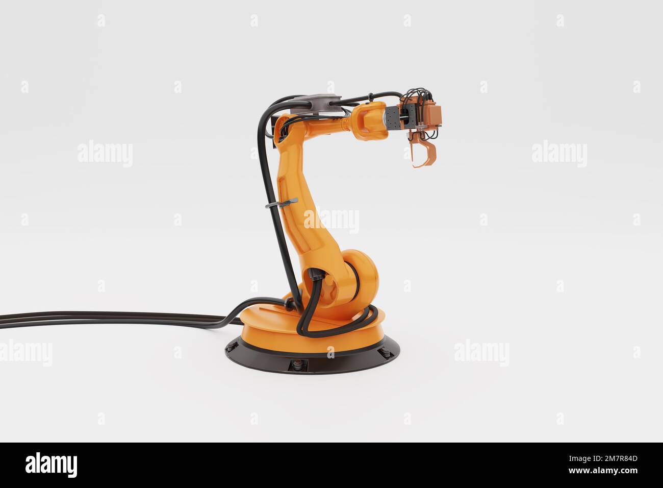 Bras robotique., isolé sur fond blanc., 3D Illustration Banque D'Images