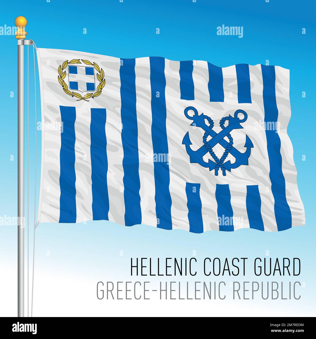 Garde côtière de Grèce drapeau, République hellénique, illustration vectorielle Illustration de Vecteur