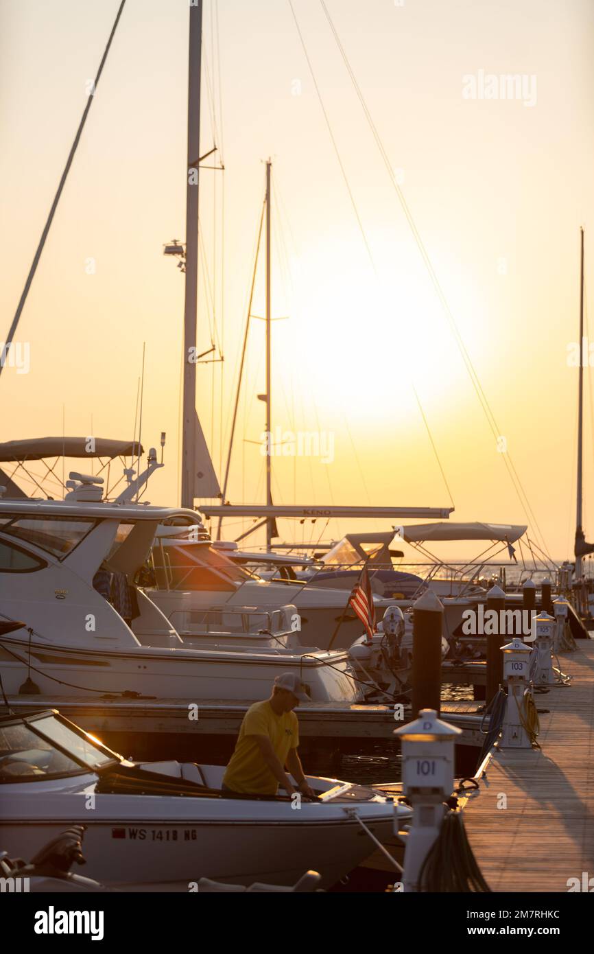 Coucher de soleil sur Door County, Wisconsin Banque D'Images